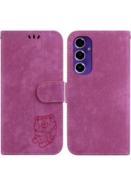 Samsung Galaxy S24 Fe Kabartmalı Sevimli Kaplan Cüzdan Kılıf Flip Folio (Yurt Dışından)
