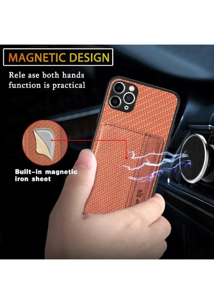 IPhone 11 Pro Için Kılıf Komple Kamera Güvenlik Rfıd Engelleme Manyetik Kart (Yurt Dışından)