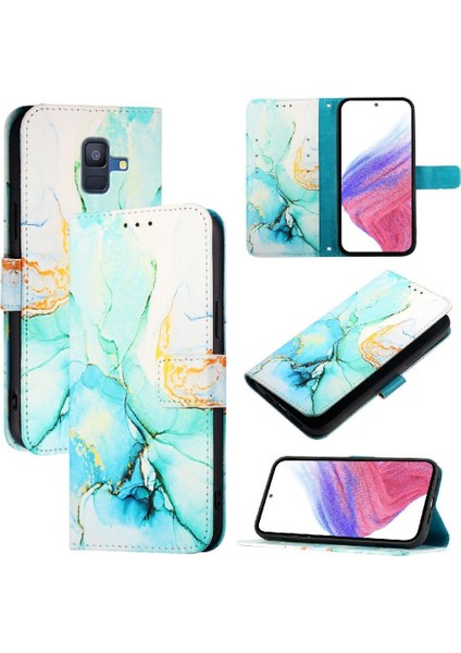 Samsung Galaxy A6 2018 Kickstand Cüzdan Pu Deri Mermer Desen (Yurt Dışından)