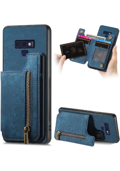 Samsung Galaxy Not 9 Için Kılıf Katlanabilir Arka Kapak Vintage Fermuar Cüzdan (Yurt Dışından)