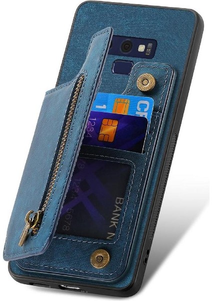 Samsung Galaxy Not 9 Için Kılıf Katlanabilir Arka Kapak Vintage Fermuar Cüzdan (Yurt Dışından)