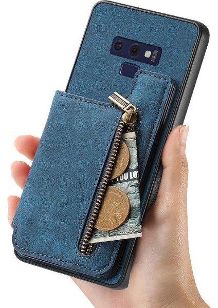 Samsung Galaxy Not 9 Için Kılıf Katlanabilir Arka Kapak Vintage Fermuar Cüzdan (Yurt Dışından)