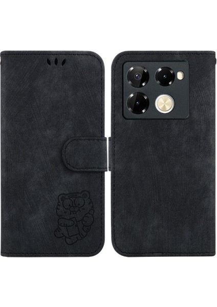 Infinix Not 40 Pro Artı Kabartmalı Sevimli Kaplan Flip Folio Kart Için Kılıf (Yurt Dışından)