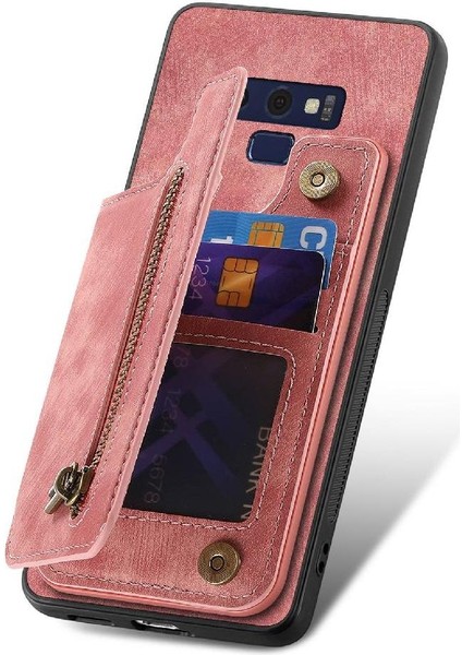 Samsung Galaxy Not 9 Için Kılıf Katlanabilir Arka Kapak Vintage Fermuar Cüzdan (Yurt Dışından)
