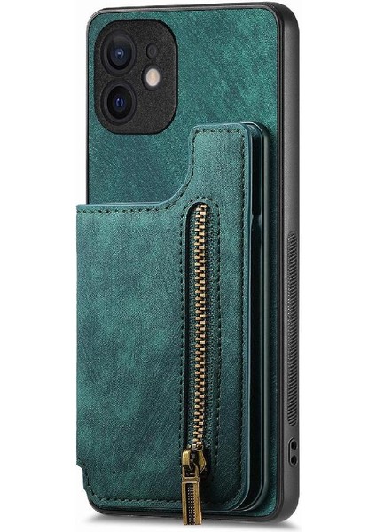 IPhone 11 Için Kılıf Vintage Fermuar Cüzdan Standı Fonksiyonu Katlanabilir Arka Kapak (Yurt Dışından)