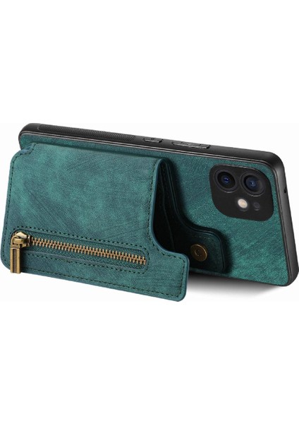 IPhone 11 Için Kılıf Vintage Fermuar Cüzdan Standı Fonksiyonu Katlanabilir Arka Kapak (Yurt Dışından)