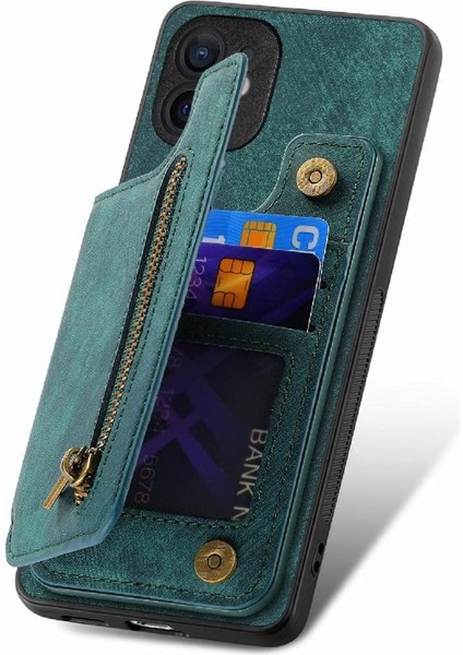 IPhone 11 Için Kılıf Vintage Fermuar Cüzdan Standı Fonksiyonu Katlanabilir Arka Kapak (Yurt Dışından)