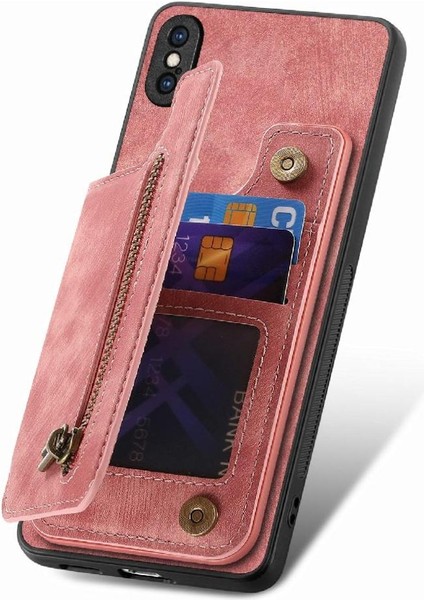 IPhone Xs Max Katlanabilir Arka Kapak Vintage Fermuar Cüzdan Standı (Yurt Dışından)