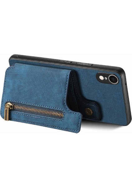 IPhone Xr Için Kılıf Standı Fonksiyonu Katlanabilir Arka Kapak Vintage Fermuar Cüzdan (Yurt Dışından)