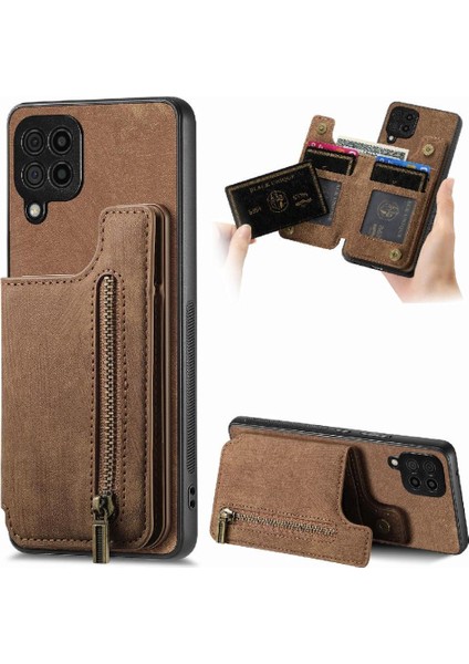 Samsung Galaxy A22 4g Için Kılıf Katlanabilir Arka Kapak Standı Fonksiyonu Vintage (Yurt Dışından)