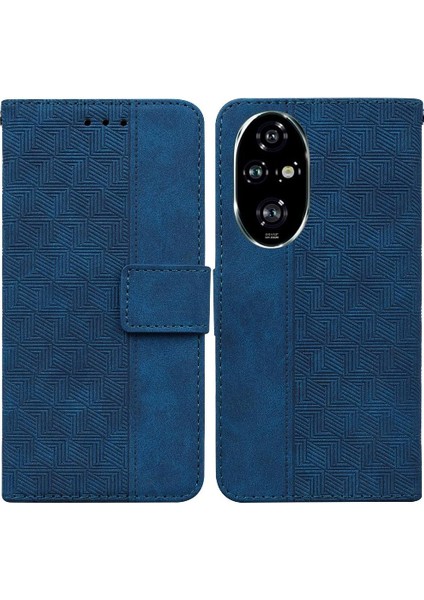 Onur Için Flip Case 200 Pro 5g Flip Folio Cüzdan Kapak Geometrik Kabartmalı (Yurt Dışından)