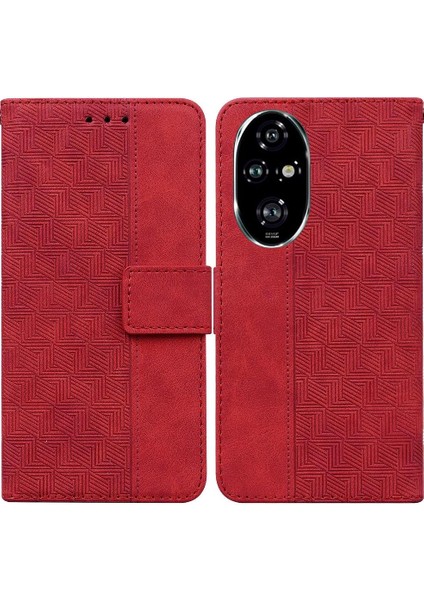 Onur Için Flip Case 200 Pro 5g Flip Folio Cüzdan Kapak Geometrik Kabartmalı (Yurt Dışından)
