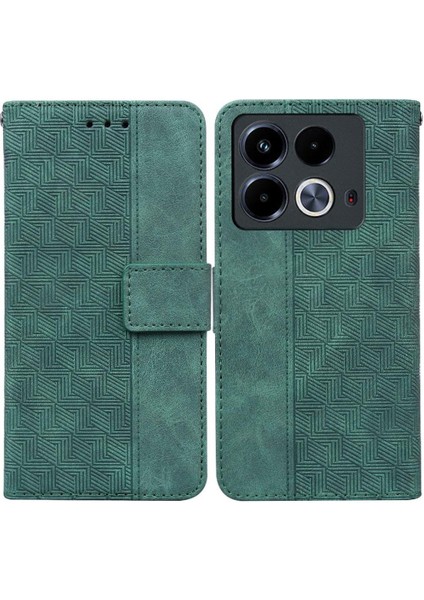 Infinix Not 40 4g Premium Pu Deri Flip Folio Geometrik Için Flip Case (Yurt Dışından)