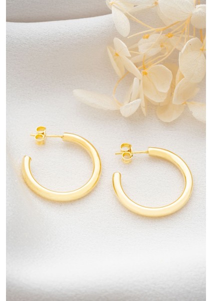 925 Ayar Gümüş Gold Halka Küpe fırsatları