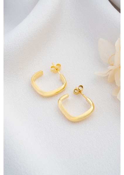 925 Ayar Gümüş Gold Halka Küpe