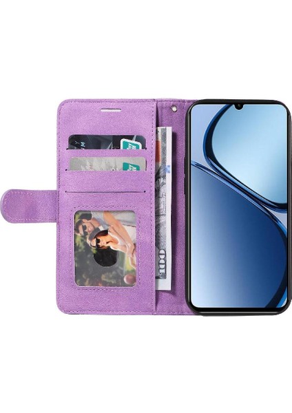 Realme C63 Kickstand Koruyucu Kart Yuvası Standı ile Flip Case (Yurt Dışından)