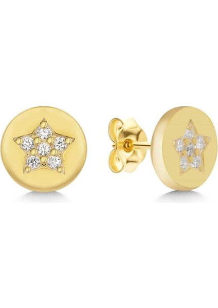 925 Ayar Gold Zirkon Taşlı Yıldız Gümüş Küpe fırsatları