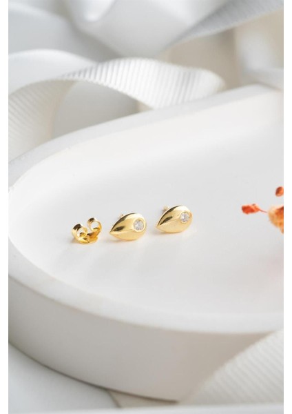 925 Ayar Gold Damla Gümüş Küpe modelleri