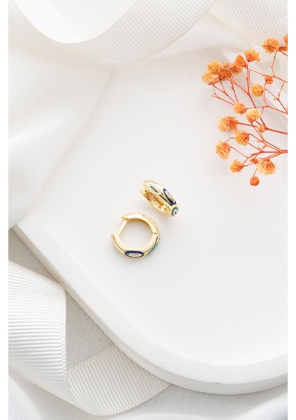 925 Ayar Gold Gümüş Mineli Halka Küpe modelleri