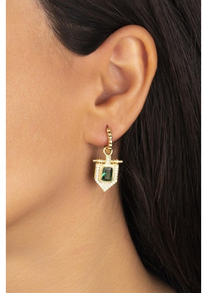 925 Ayar Zümrüt Baget Taşlı Gümüş Küpe fiyatları