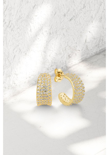 925 Ayar Gold Taşlı Halka Gümüş Küpe fiyatları