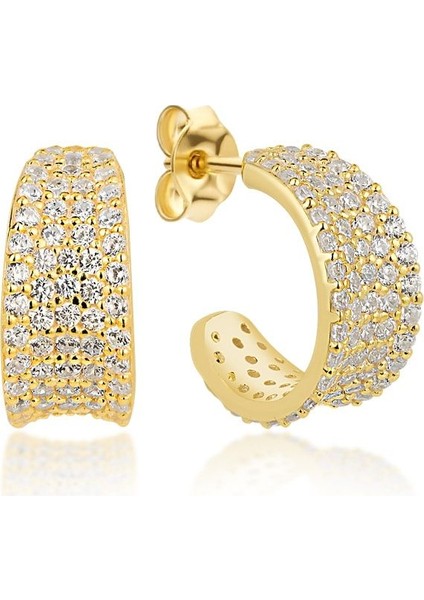 925 Ayar Gold Taşlı Halka Gümüş Küpe fırsatları