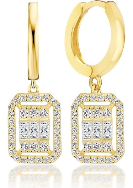 925 Ayar Baget Taşlı Gümüş Küpe modelleri