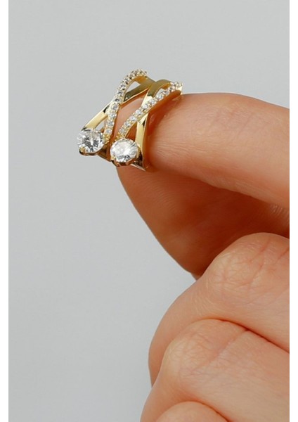 925 Ayar Gümüş Gold Tektaş Örgü Model Küpe fırsatları