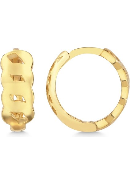 925 Ayar Gümüş Gold Örgü Küpe