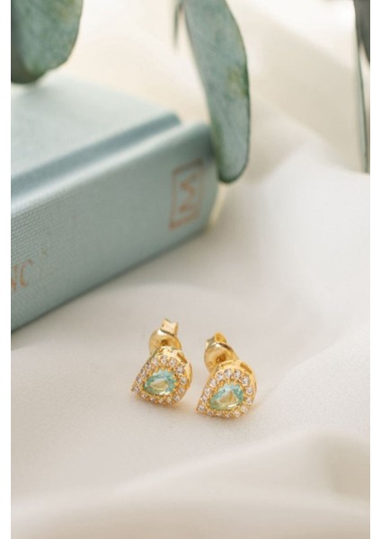925 Ayar Gümüş Mart Ayı Doğum Taşı ( Aquamarine ) Damla Küpe