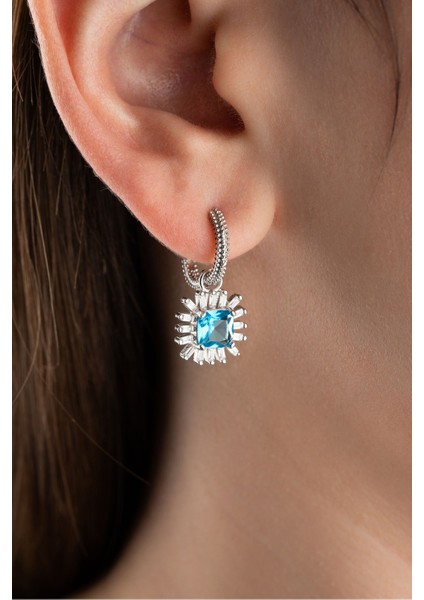 925 Ayar Gümüş Baget Taşlı Küpe modelleri