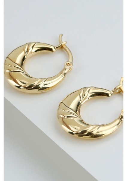 925 Ayar Gold Hilal Desenli Gümüş Küpe modelleri