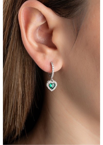 925 Ayar Gümüş Kalpli Halka Küpe modelleri