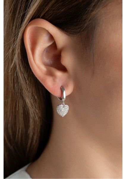 925 Ayar Gümüş Kalpli Halka Küpe modelleri