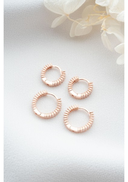 925 Ayar Gümüş Baget Taşlı 2'li Set Halka Küpe fırsatları