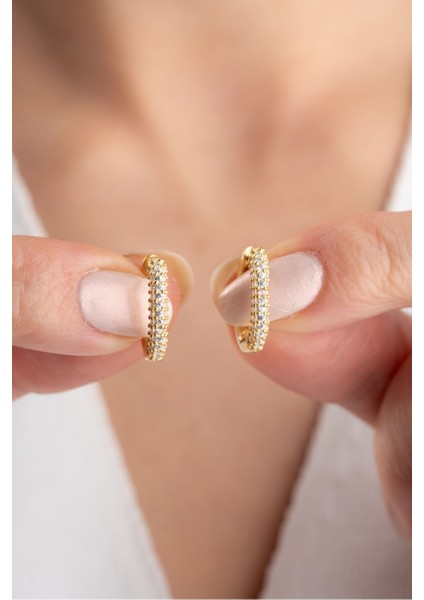 925 Ayar Gümüş Zirkon Taşlı Halka Küpe