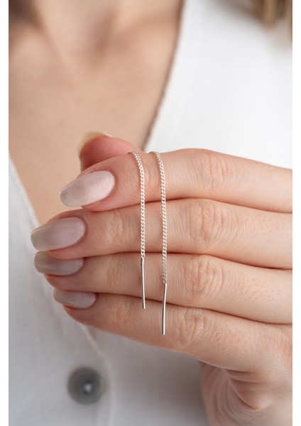 925 Ayar Gümüş Sallantılı Zincir Küpe