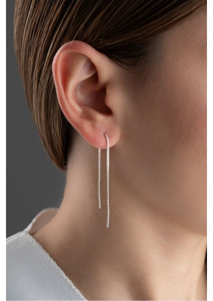 925 Ayar Gümüş Sallantılı Zincir Küpe modelleri