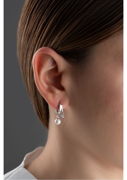 925 Ayar Gümüş Çift Taşlı Inci Küpe modelleri