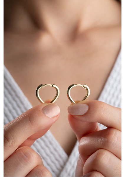 925 Ayar Gümüş Taşsız Kalp Küpe