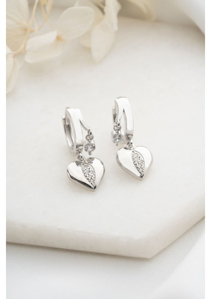 925 Ayar Gümüş Çift Taşlı Kalp Küpe fiyatları