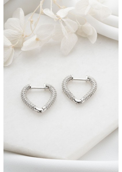 925 Ayar Gümüş Zirkon Taşlı Kalp Küpe fiyatları