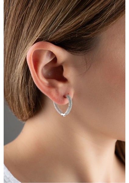 925 Ayar Gümüş Zirkon Taşlı Kalp Küpe modelleri