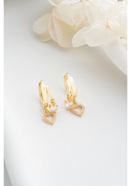 925 Ayar Gümüş Çift Kalp Taşlı Küpe fiyatları