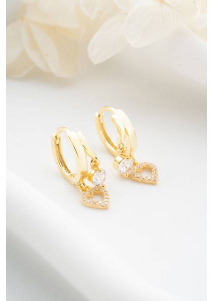 925 Ayar Gümüş Çift Kalp Taşlı Küpe fırsatları