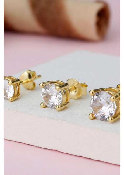 925 Ayar Gold 3'lü Tektaş Gümüş Küpe fiyatları