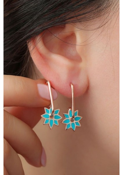 925 Ayar Gümüş Mineli Lotus Küpe