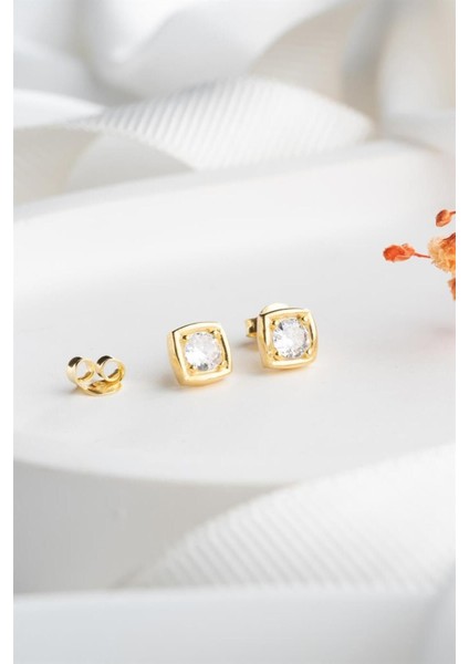 925 Ayar Gold Zirkon Taşlı Gümüş Küpe modelleri