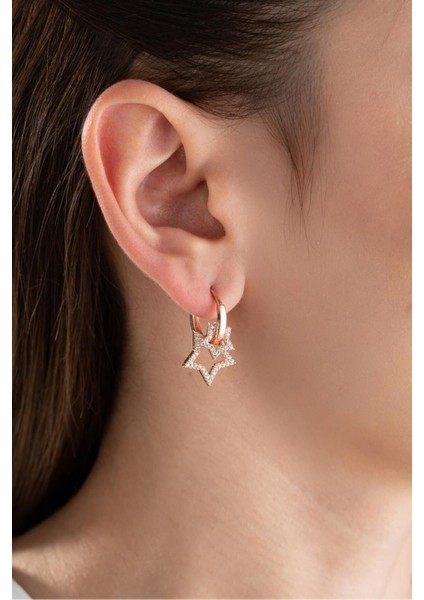 925 Ayar Rose Çift Yıldız Gümüş Küpe fiyatları