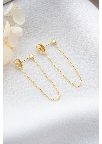 925 Ayar Gümüş Zincirli Top Küpe fiyatları